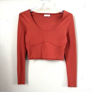 La Hearts by Pac Sun Burnt Orange  Long Sleeve Crop Top Sweater SZ M